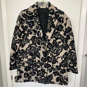 Chic Italian Black Floral Women's Blazer Sz M